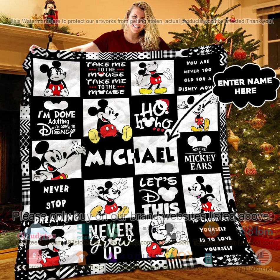 personalized mickey never grow up quilt 1 3343
