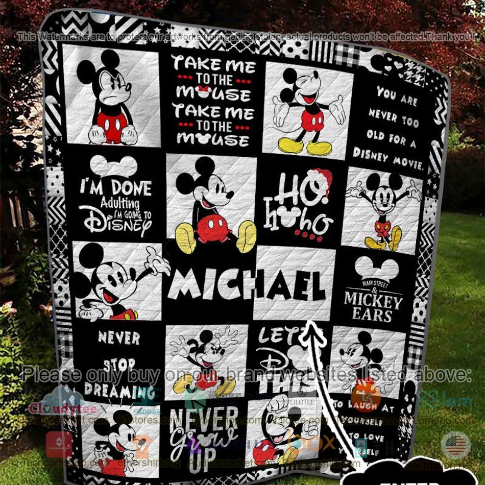 personalized mickey never grow up quilt 2 26692