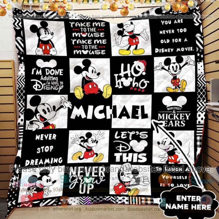 personalized mickey never grow up quilt 3 71030