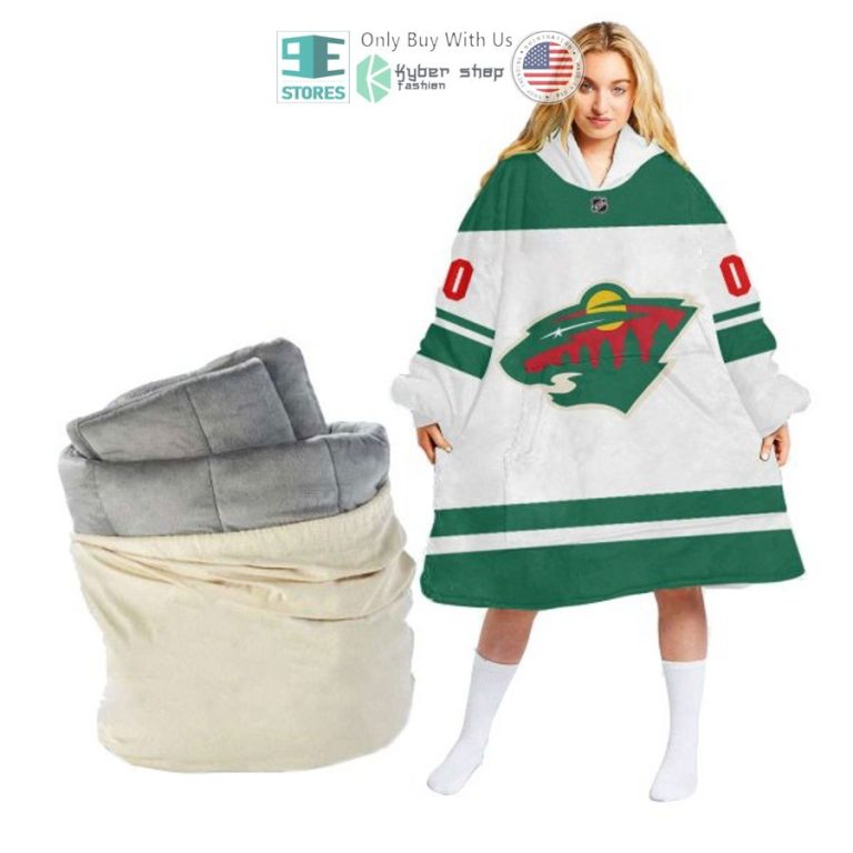 personalized minnesota wild white green sherpa hooded blanket 1 78203