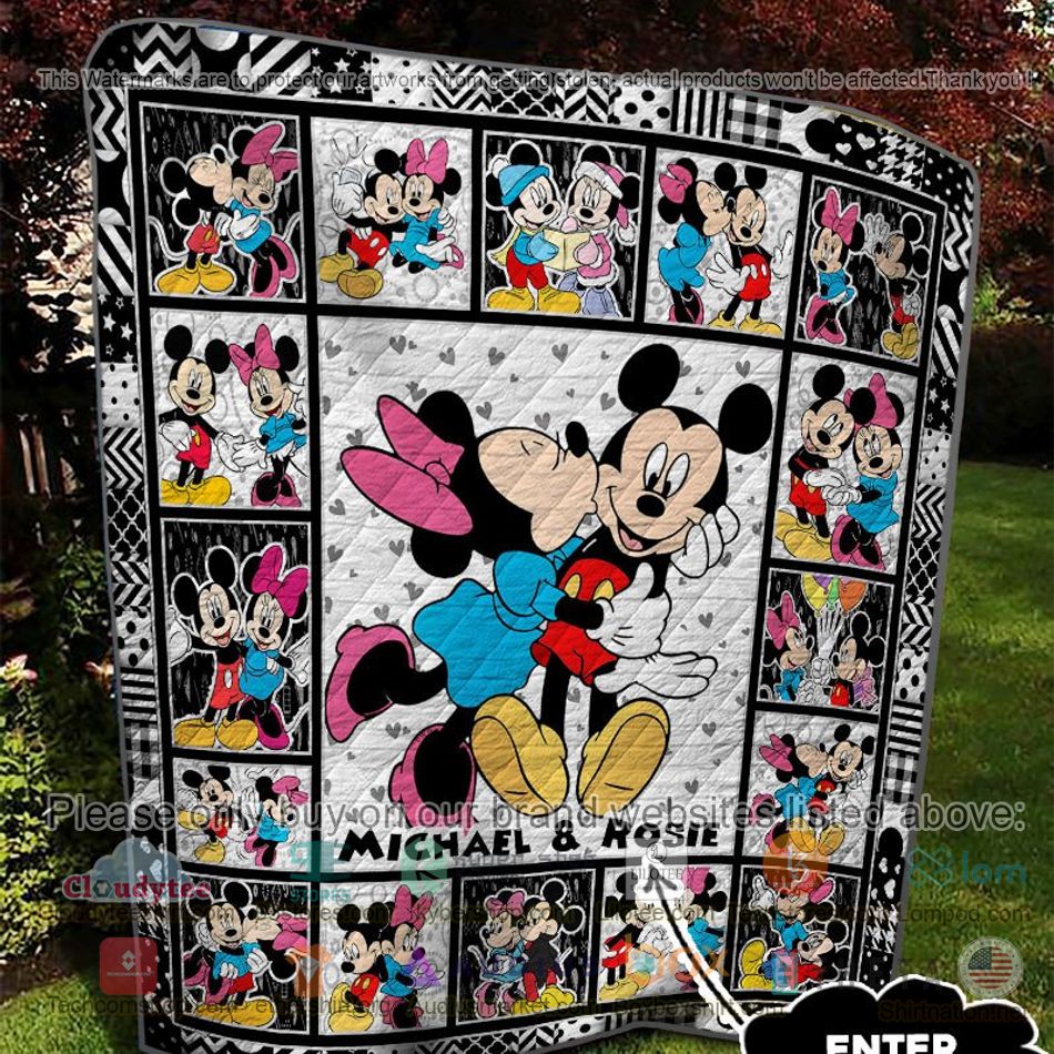 personalized minnie kiss mickey quilt 2 58295