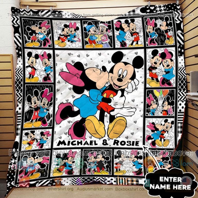 personalized minnie kiss mickey quilt 3 91845