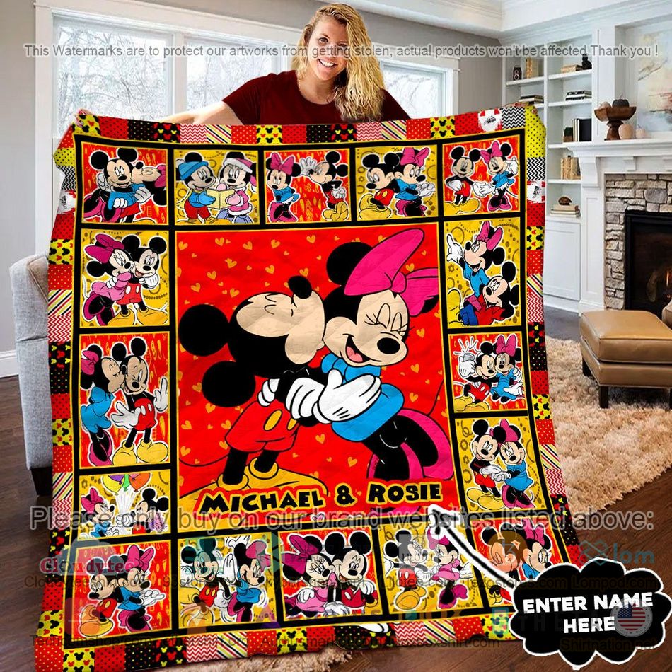 personalized minnie mickey couple quilt 1 12303