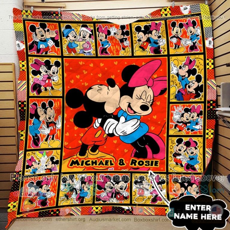 personalized minnie mickey couple quilt 3 5907