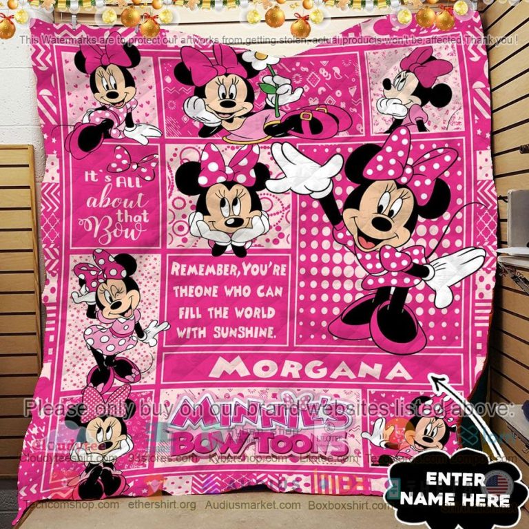 personalized minnie mouse pink quilt 3 2272