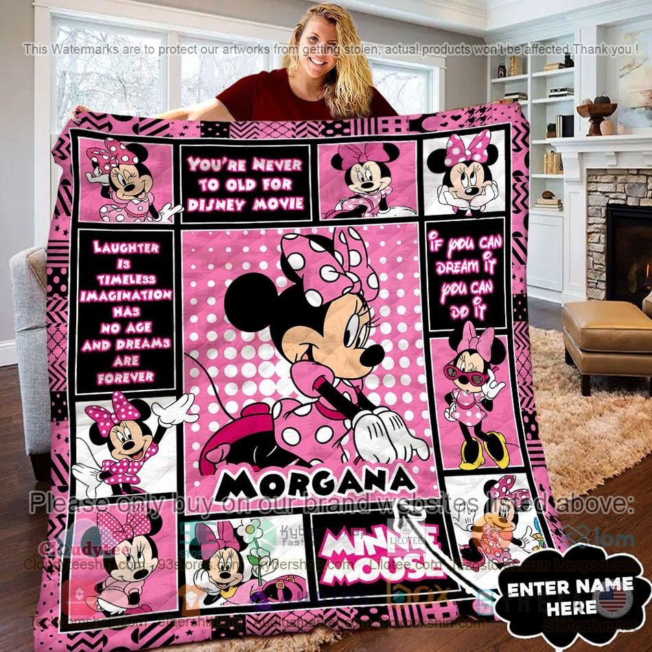 personalized minnie mouse youre never to old for disney movie quilt 1 50971