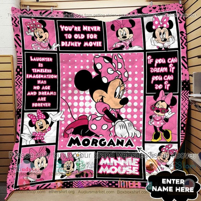 personalized minnie mouse youre never to old for disney movie quilt 2 38109