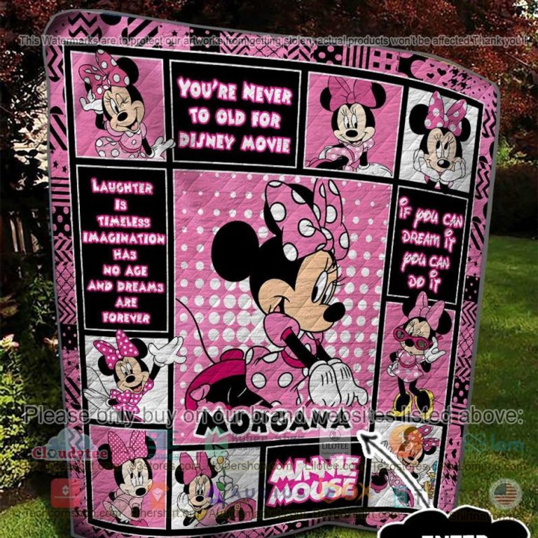 personalized minnie mouse youre never to old for disney movie quilt 3 16335