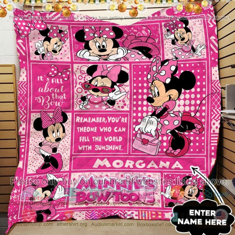 personalized minnies bow toons quilt 3 50604