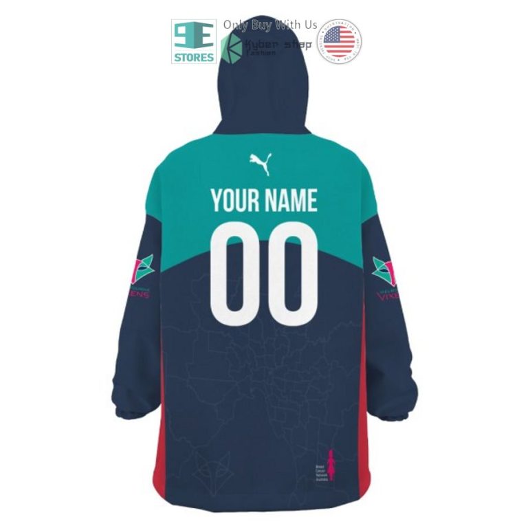 personalized netball melbourne vixens dark blue sherpa hooded blanket 3 41844