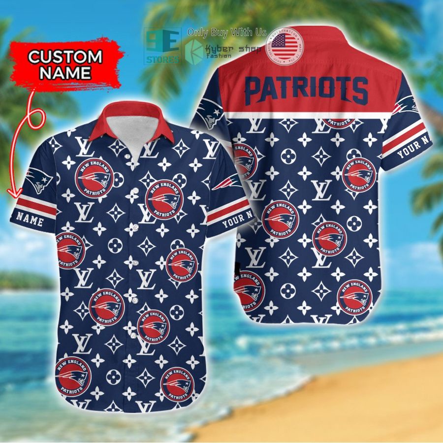 personalized new england patriots louis vuitton pattern hawaiian shirt 1 8891