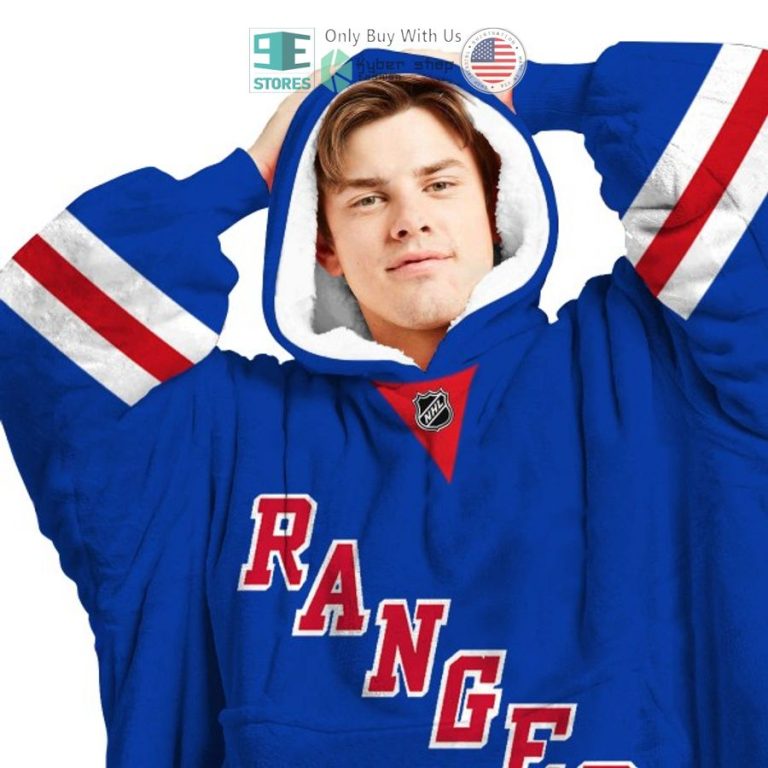 personalized new york rangers blue red sherpa hooded blanket 3 64592