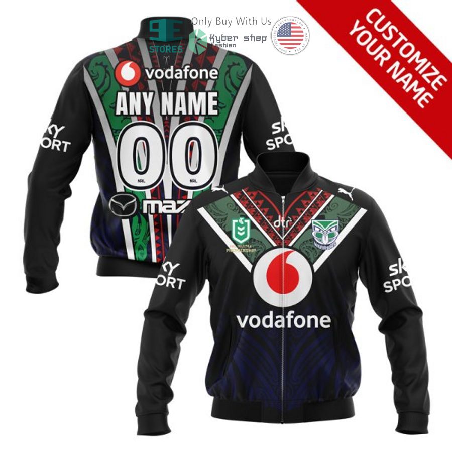 personalized new zealand warriors black bomber jacket 1 28373