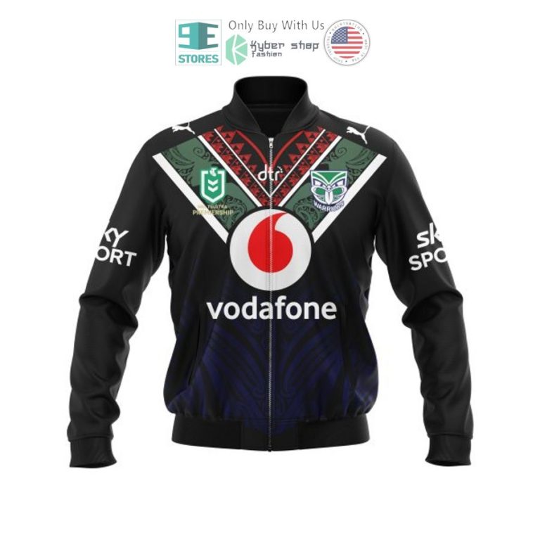 personalized new zealand warriors black bomber jacket 3 80283