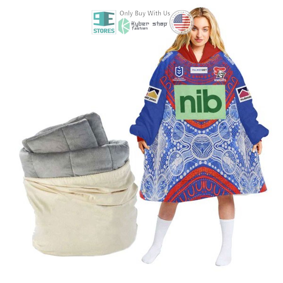 personalized newcastle knights tribal sherpa hooded blanket 1 97785