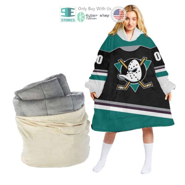 personalized nhl anaheim ducks logo sherpa hooded blanket 1 9013