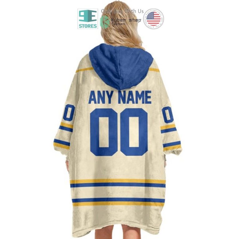 personalized nhl buffalo sabres logo khaki sherpa hooded blanket 3 30867