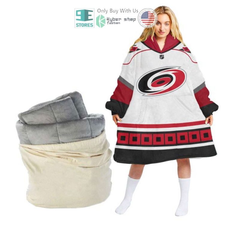 personalized nhl carolina hurricanes logo sherpa hooded blanket 2 37916