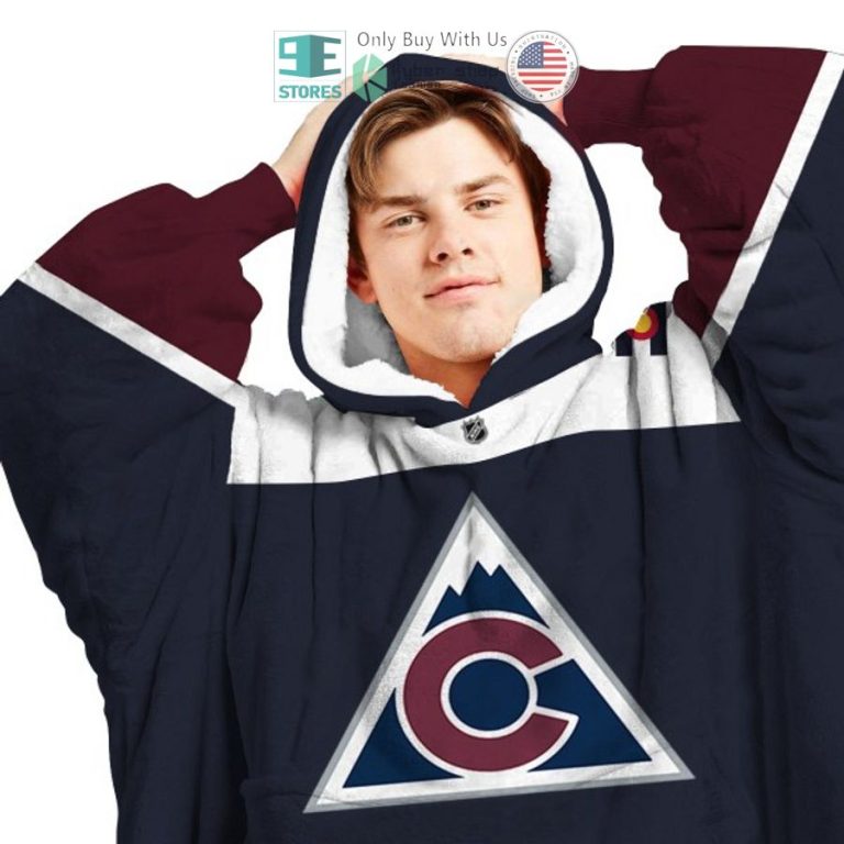 personalized nhl colorado avalanche logo sherpa hooded blanket 3 90728