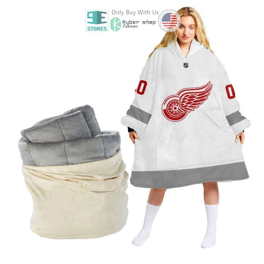 personalized nhl detroit red wings white sherpa hooded blanket 1 92364