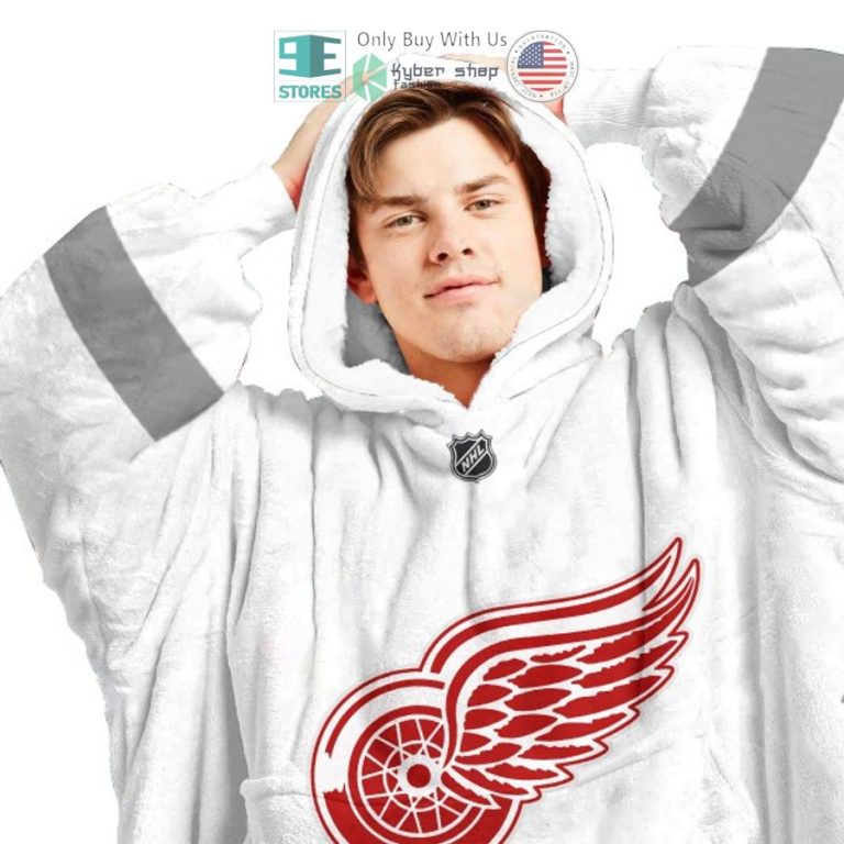 personalized nhl detroit red wings white sherpa hooded blanket 3 92661