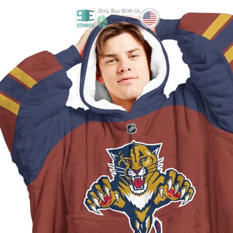 personalized nhl florida panthers brown sherpa hooded blanket 3 41649