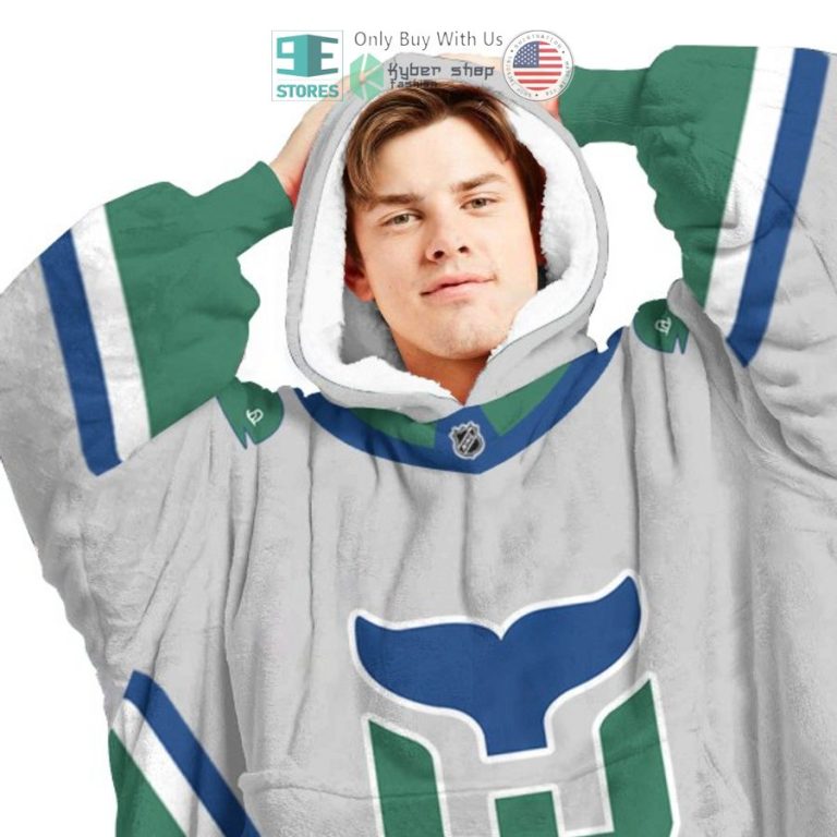 personalized nhl hartford whalers logo sherpa hooded blanket 3 9130