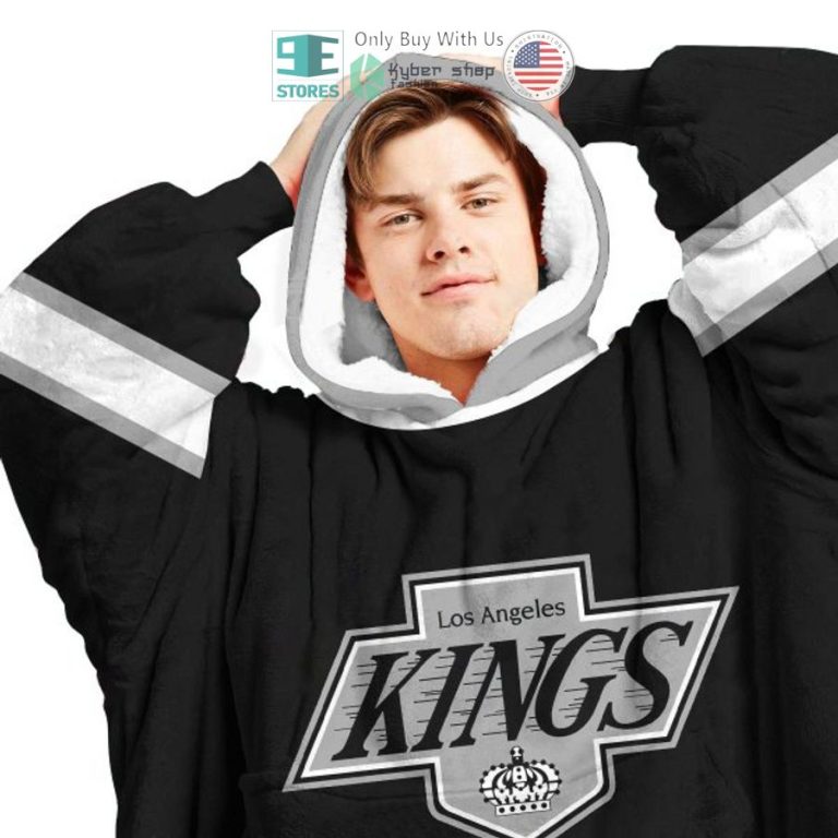 personalized nhl los angeles kings black sherpa hooded blanket 3 62930