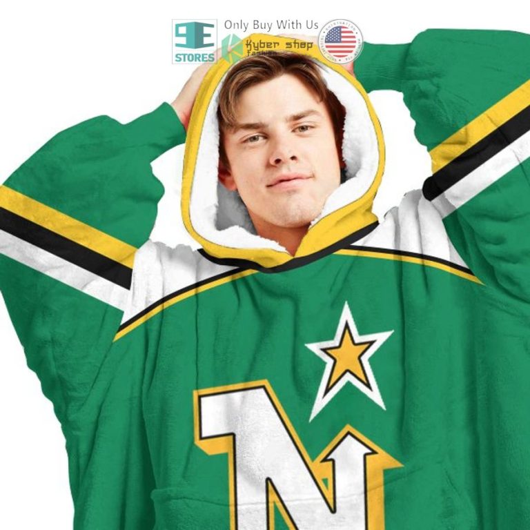 personalized nhl minnesota north stars green sherpa hooded blanket 3 58146