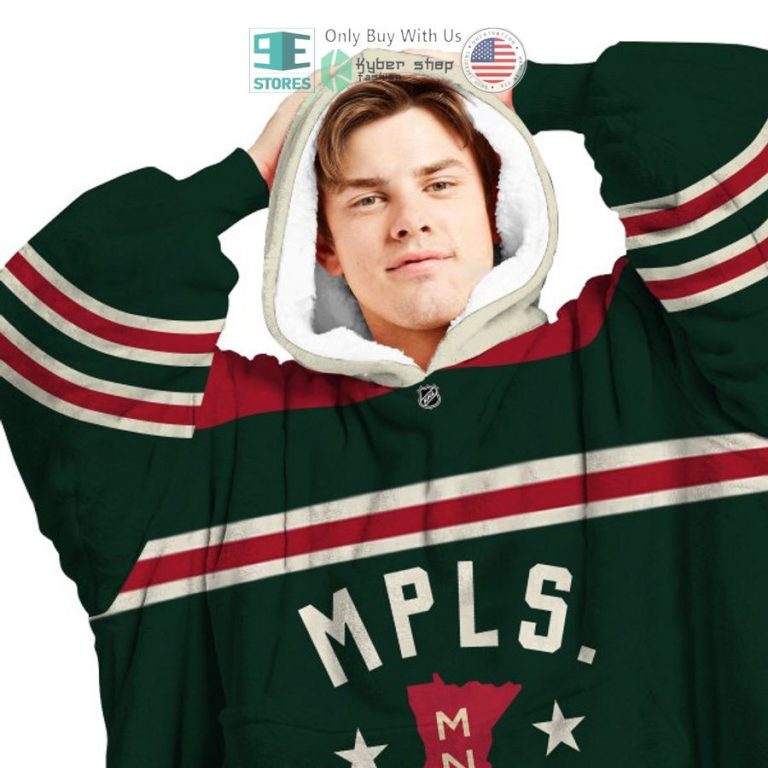 personalized nhl minnesota wild green sherpa hooded blanket 3 48396