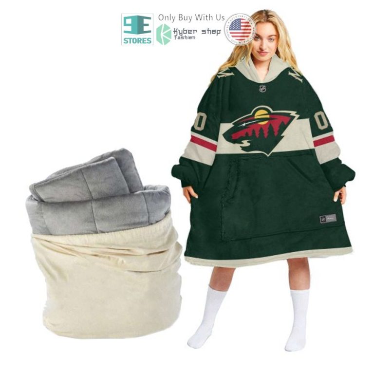 personalized nhl minnesota wild logo sherpa hooded blanket 2 26962