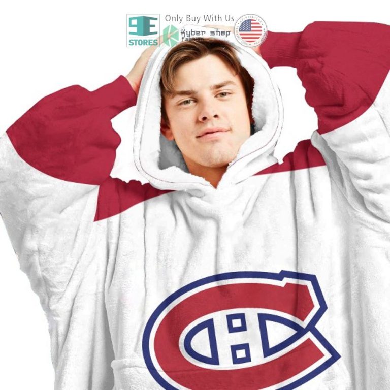 personalized nhl montreal canadiens white sherpa hooded blanket 3 59392