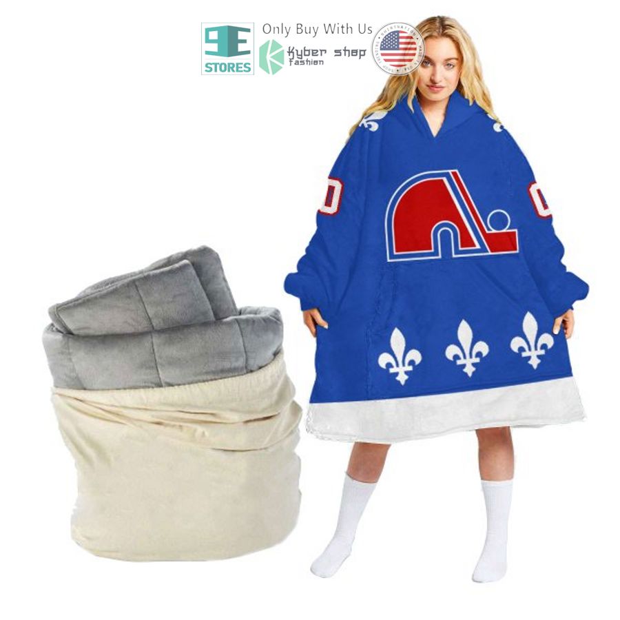 personalized nhl quebec nordiques blue sherpa hooded blanket 1 68790