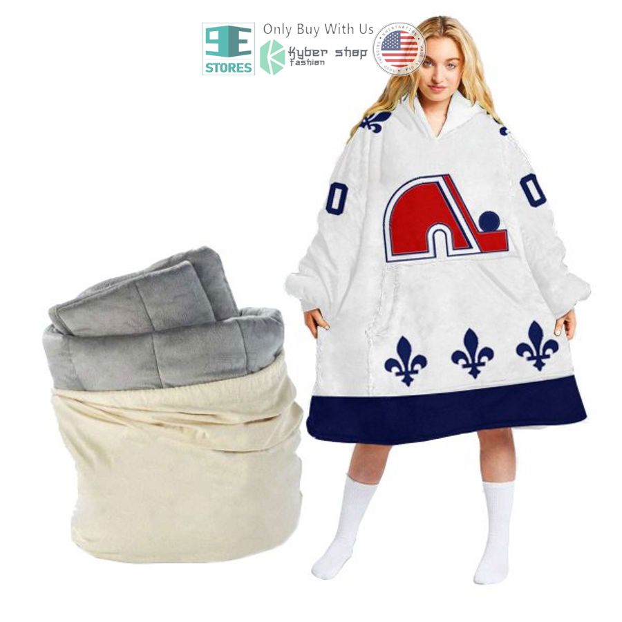 personalized nhl quebec nordiques white sherpa hooded blanket 1 71627