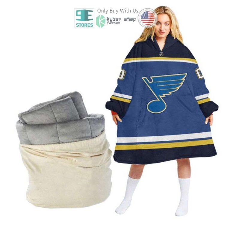 personalized nhl st louis blues logo sherpa hooded blanket 1 4580