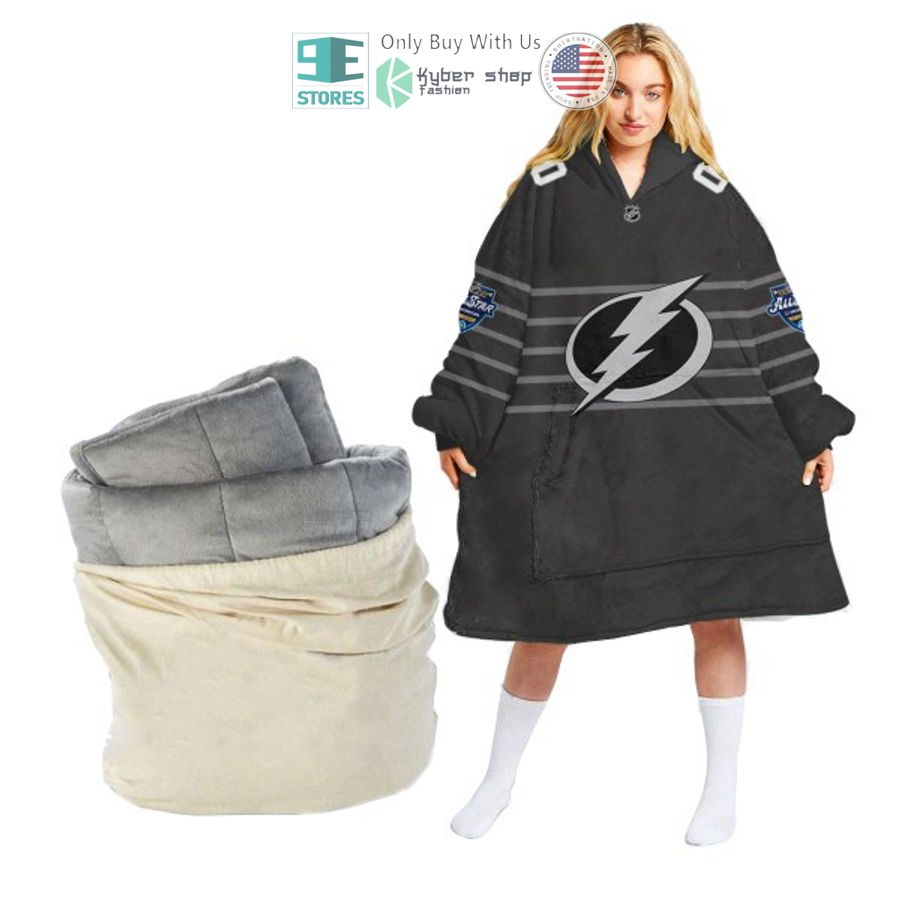 personalized nhl tampa bay lightning grey sherpa hooded blanket 2 75998