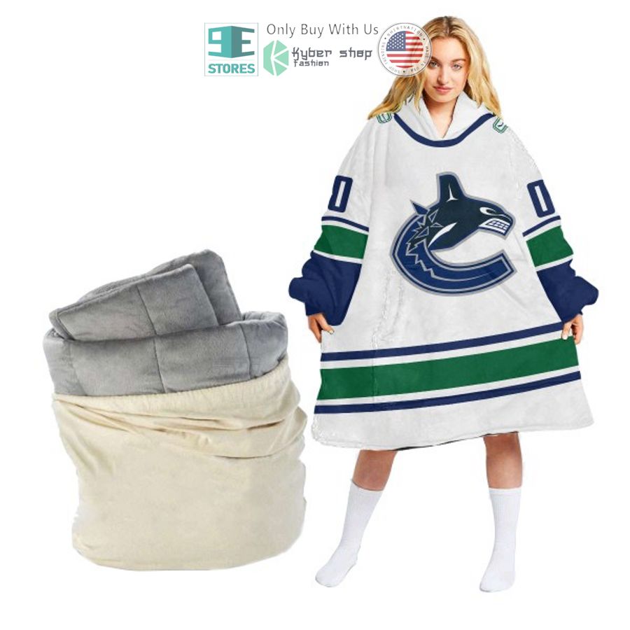 personalized nhl vancouver canucks white sherpa hooded blanket 1 20466