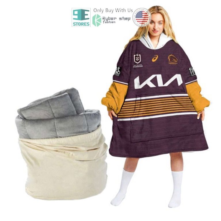 personalized nrl brisbane broncos national storage sherpa hooded blanket 2 24072