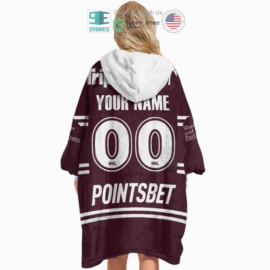 personalized nrl manly warringah sea eagles brown sherpa hooded blanket 2 88300
