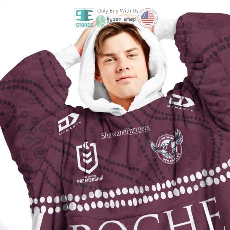 personalized nrl manly warringah sea eagles poche sherpa hooded blanket 3 40880