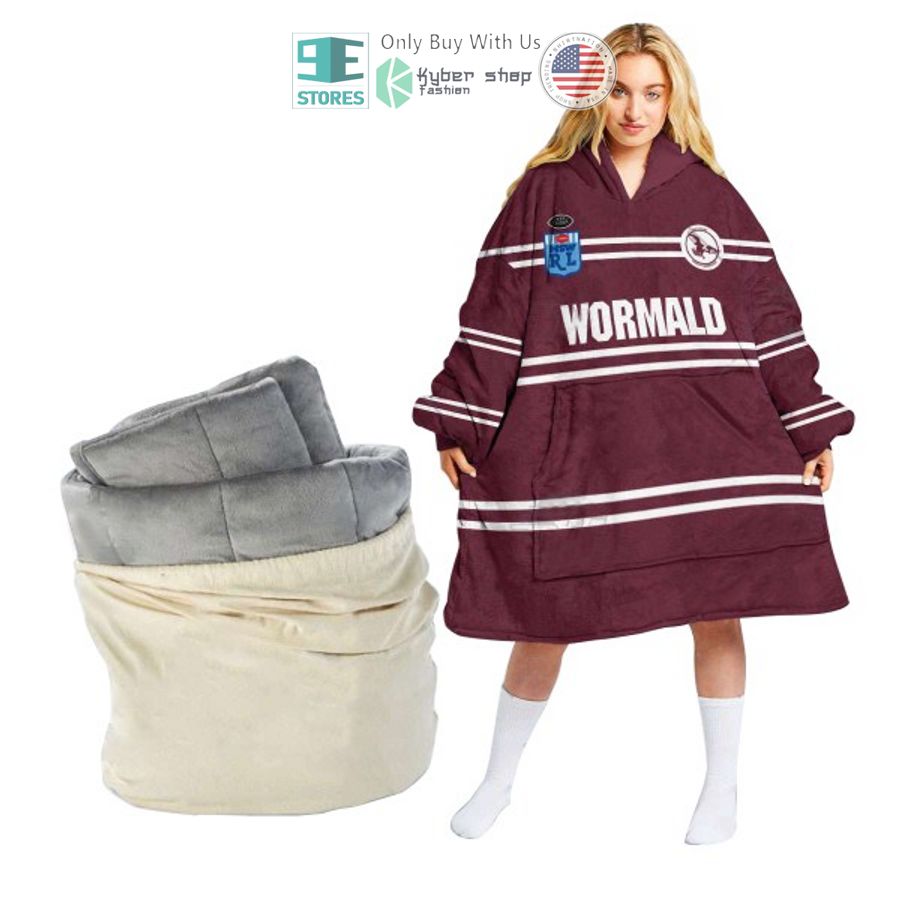 personalized nrl manly warringah sea eagles sherpa hooded blanket 2 32194