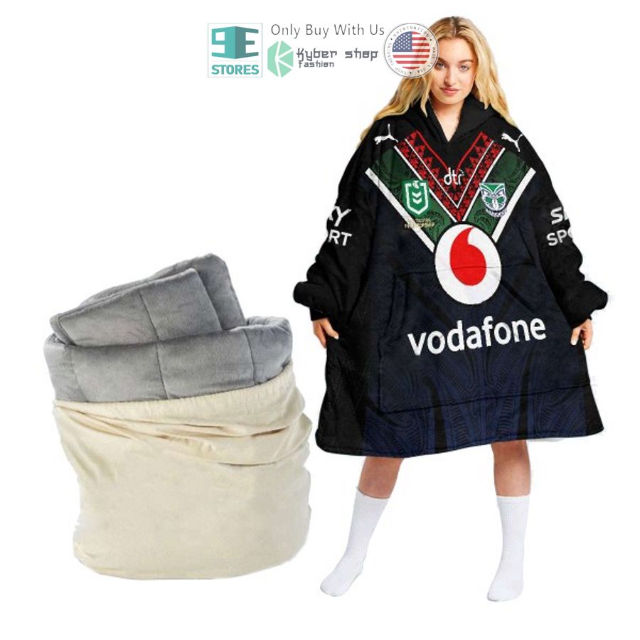 personalized nrl new zealand warriors vodafone sherpa hooded blanket 1 14051