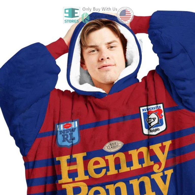 personalized nrl newcastle knights henny penny sherpa hooded blanket 3 93776