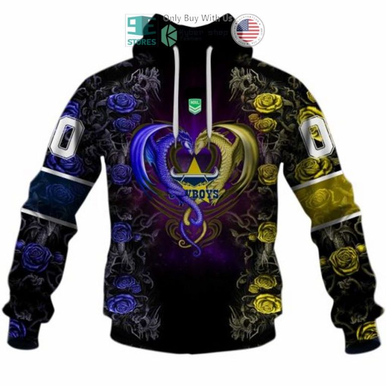 personalized nrl north queensland cowboys rose dragon 3d hoodie 3 52250