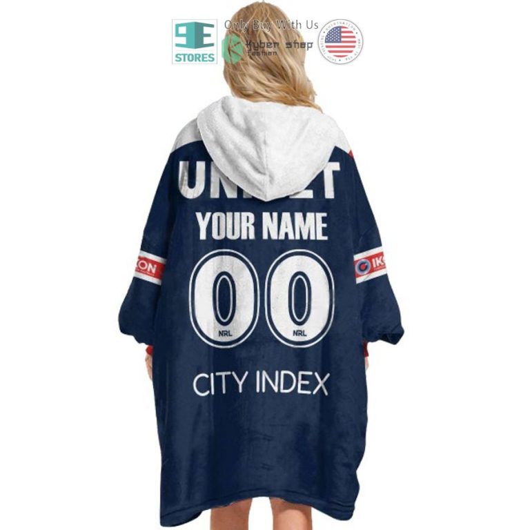 personalized nrl sydney roosters blue sherpa hooded blanket 3 22720