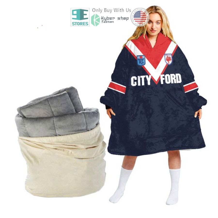 personalized nrl sydney roosters sherpa city ford hooded blanket 1 78273
