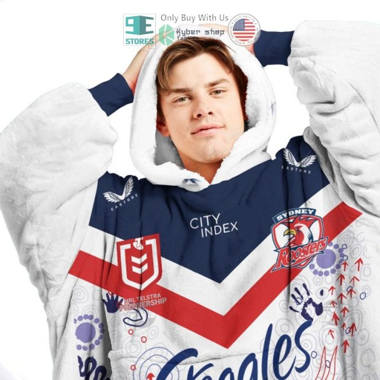 personalized nrl sydney roosters steggles sherpa hooded blanket 3 53585