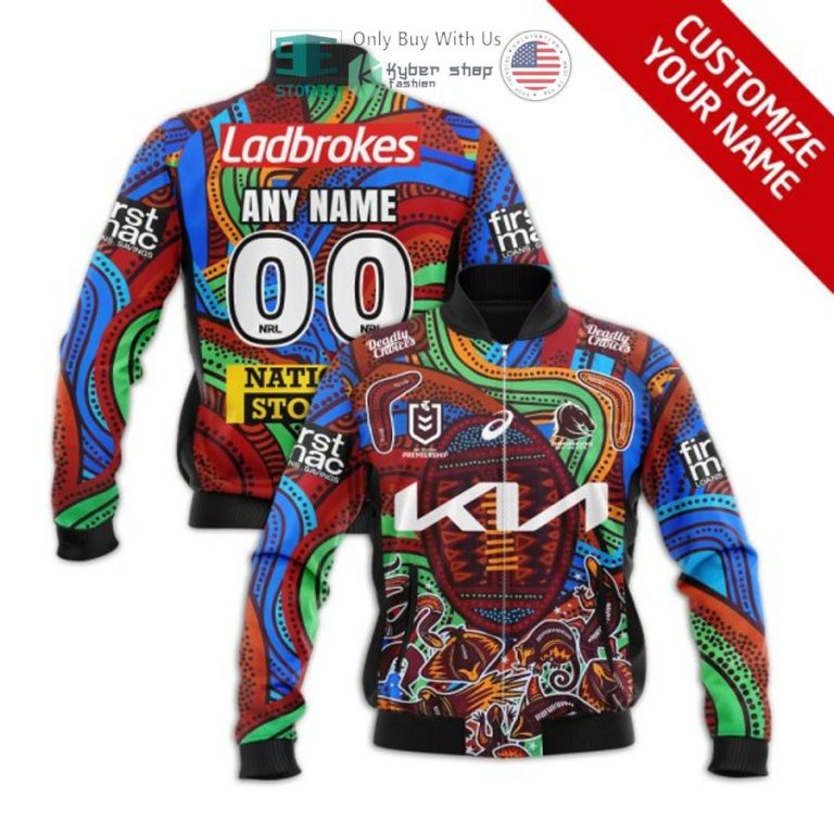 personalized nrl telstra premiershop broncos brisbane colorful bomber jacket 1 81093