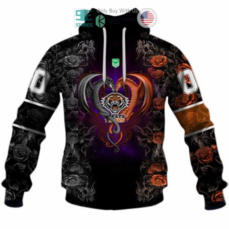 personalized nrl wests tigers rose dragon 3d hoodie 3 28450