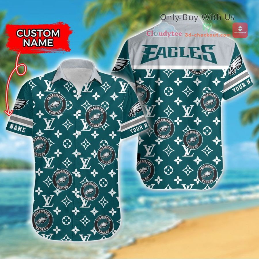personalized philadelphia eagles louis vuitton pattern hawaiian shirt 1 48250